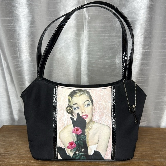 Forever by Fossil Retro Beaded Sequins Black Mini Bag with Key Charm - Picture 2 of 13